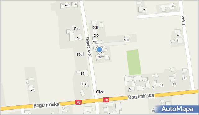 Olza, Dworcowa, 46, mapa Olza