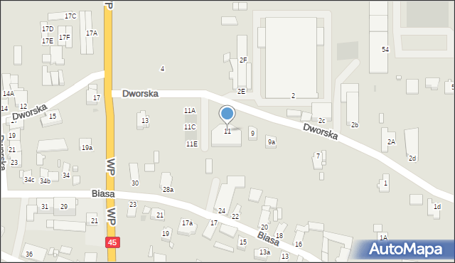 Opole, Dworska, 11, mapa Opola