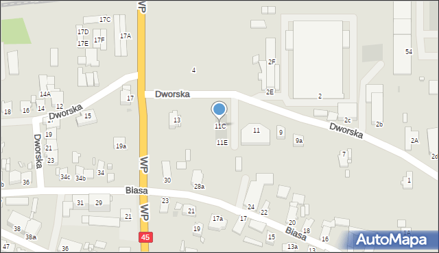 Opole, Dworska, 11C, mapa Opola