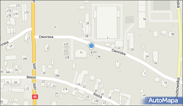 Opole, Dworska, 9, mapa Opola