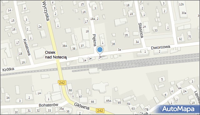 Osiek nad Notecią, Dworcowa, 1F, mapa Osiek nad Notecią