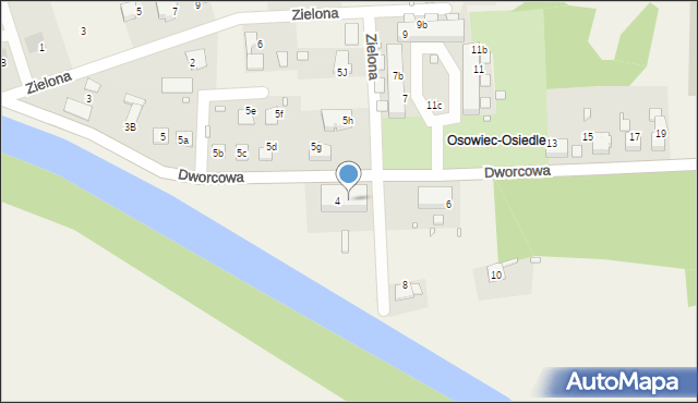 Osowiec, Dworcowa, 4a, mapa Osowiec