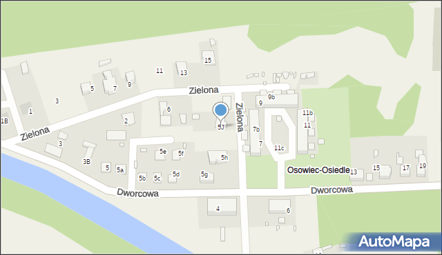 Osowiec, Dworcowa, 5J, mapa Osowiec