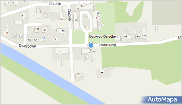 Osowiec, Dworcowa, 6a, mapa Osowiec