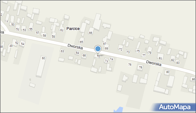 Parcice, Dworska, 70, mapa Parcice