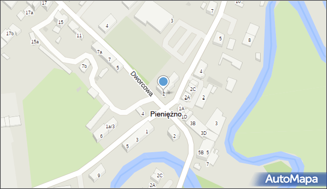 Pieniężno, Dworcowa, 2, mapa Pieniężno