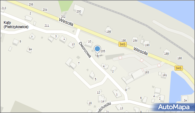 Pietrzykowice, Dworcowa, 6, mapa Pietrzykowice