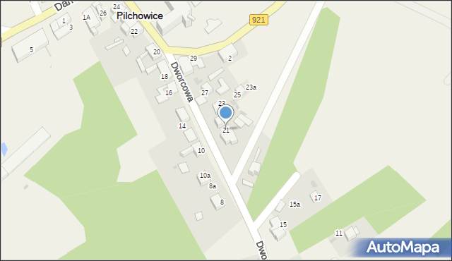 Pilchowice, Dworcowa, 21, mapa Pilchowice