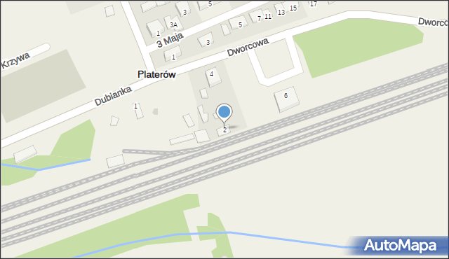 Platerów, Dworcowa, 2, mapa Platerów