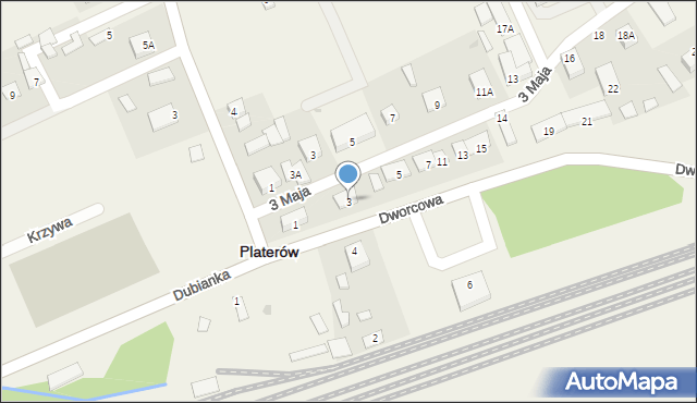 Platerów, Dworcowa, 3, mapa Platerów