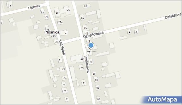 Płośnica, Dworcowa, 72a, mapa Płośnica