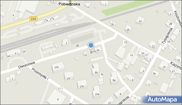 Pobiedziska, Dworcowa, 1B, mapa Pobiedziska