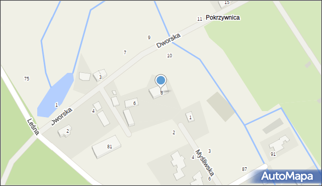 Pokrzywnica, Dworska, 8, mapa Pokrzywnica