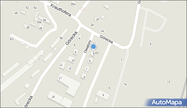 Poznań, Dwatory, 3, mapa Poznania