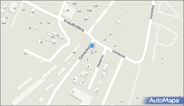 Poznań, Dwatory, 4, mapa Poznania