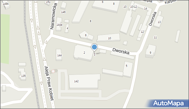 Poznań, Dworska, 1, mapa Poznania