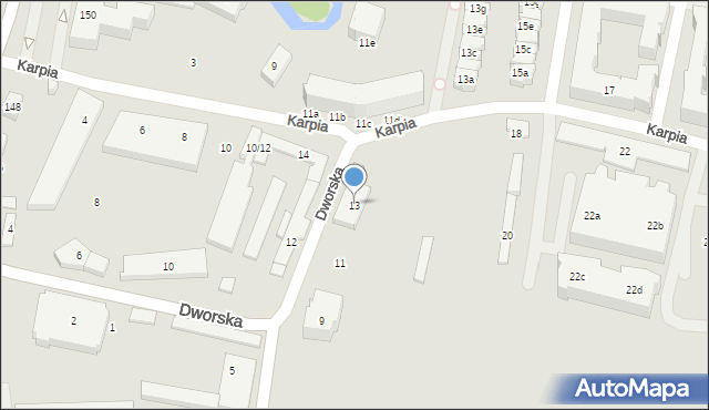 Poznań, Dworska, 13, mapa Poznania