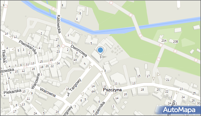 Pszczyna, Dworcowa, 7, mapa Pszczyny