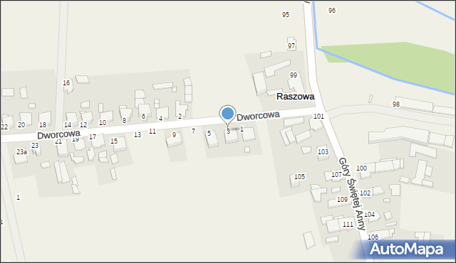 Raszowa, Dworcowa, 3, mapa Raszowa