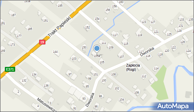 Rogi, Dworska, 105a, mapa Rogi