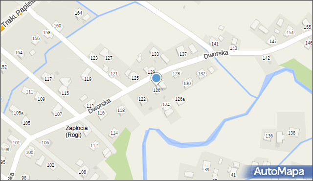 Rogi, Dworska, 126, mapa Rogi