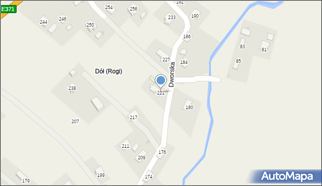 Rogi, Dworska, 221, mapa Rogi