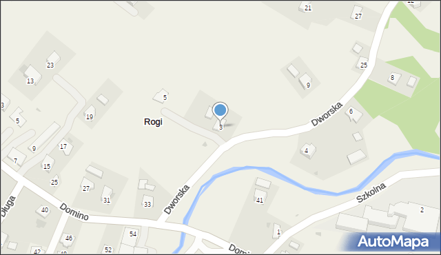 Rogi, Dworska, 3, mapa Rogi