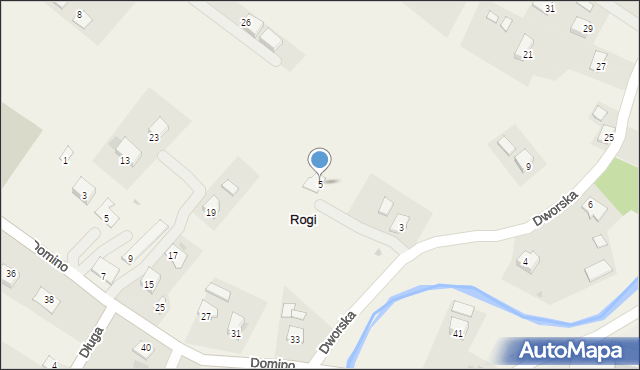 Rogi, Dworska, 5, mapa Rogi