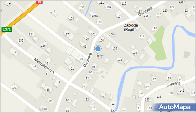 Rogi, Dworska, 98, mapa Rogi