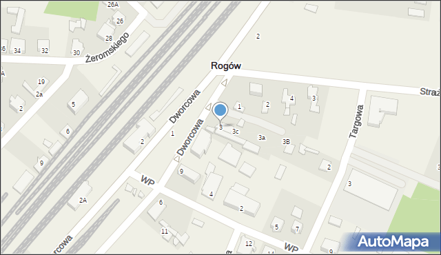 Rogów, Dworcowa, 3, mapa Rogów