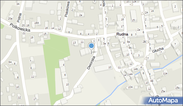 Rudna, Dworska, 2, mapa Rudna