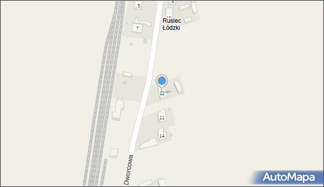 Rusiec, Dworcowa, 12, mapa Rusiec