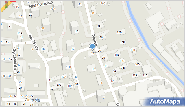 Rybnik, Dworek, 13, mapa Rybnika