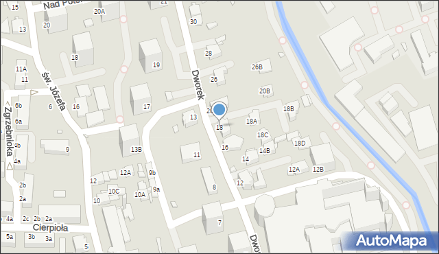 Rybnik, Dworek, 18, mapa Rybnika