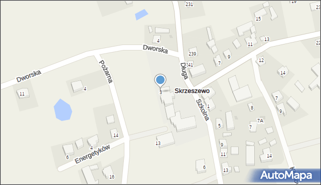 Skrzeszewo, Dworska, 3, mapa Skrzeszewo