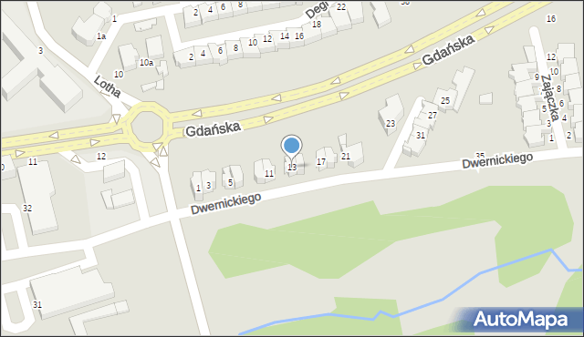 Słupsk, Dwernickiego Józefa, gen., 13, mapa Słupska