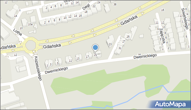 Słupsk, Dwernickiego Józefa, gen., 21, mapa Słupska