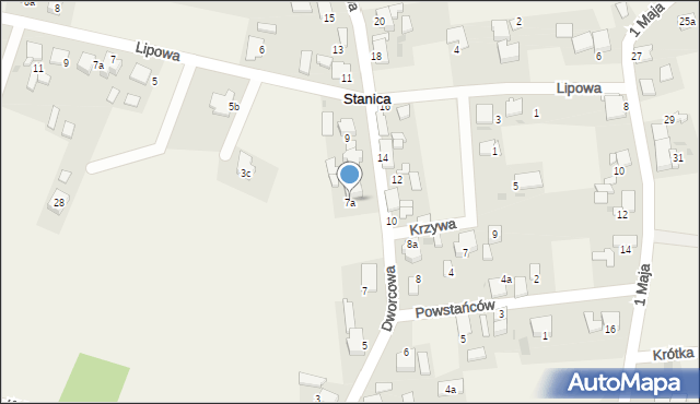 Stanica, Dworcowa, 7a, mapa Stanica