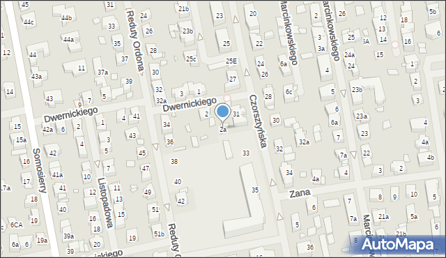 Szczecin, Dwernickiego Józefa, gen., 2a, mapa Szczecina