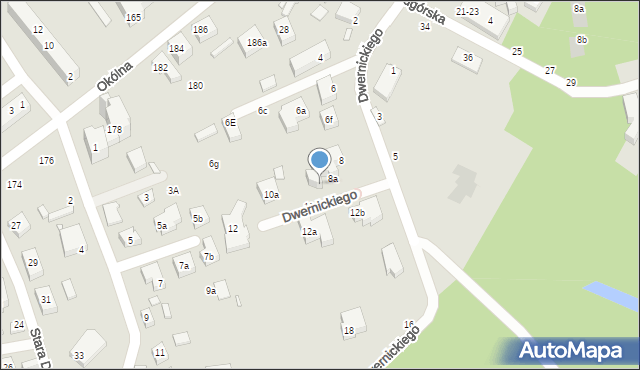 Toruń, Dwernickiego Józefa, gen., 8b, mapa Torunia