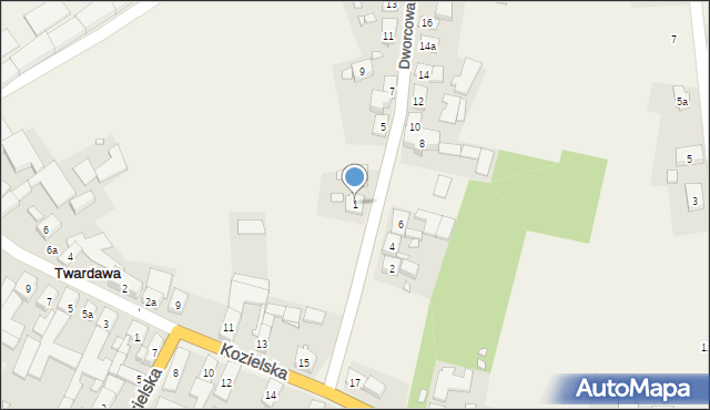 Twardawa, Dworcowa, 1, mapa Twardawa