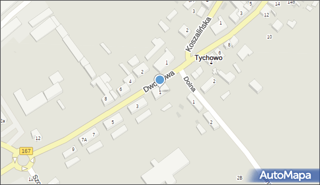 Tychowo, Dworcowa, 1, mapa Tychowo
