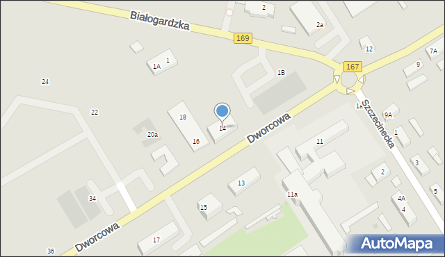 Tychowo, Dworcowa, 14, mapa Tychowo