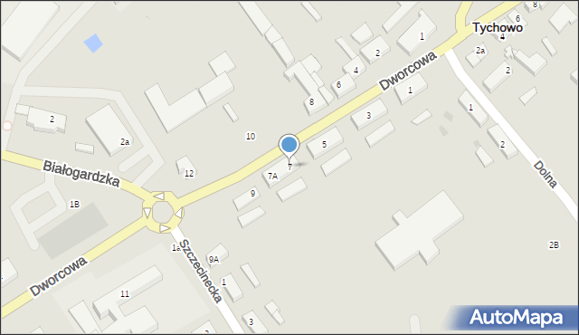 Tychowo, Dworcowa, 7, mapa Tychowo