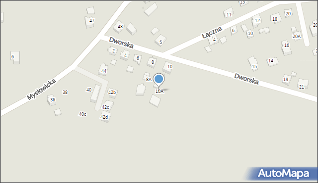 Tychy, Dworska, 10A, mapa Tychów