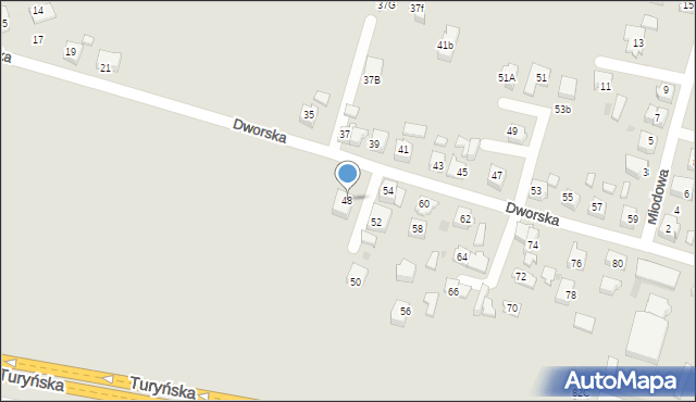 Tychy, Dworska, 48, mapa Tychów