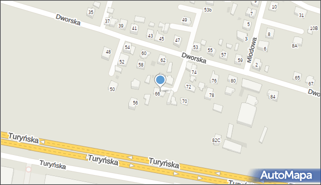 Tychy, Dworska, 68, mapa Tychów