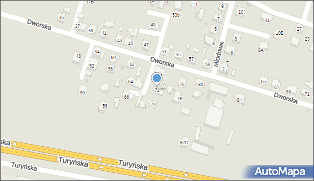 Tychy, Dworska, 72, mapa Tychów