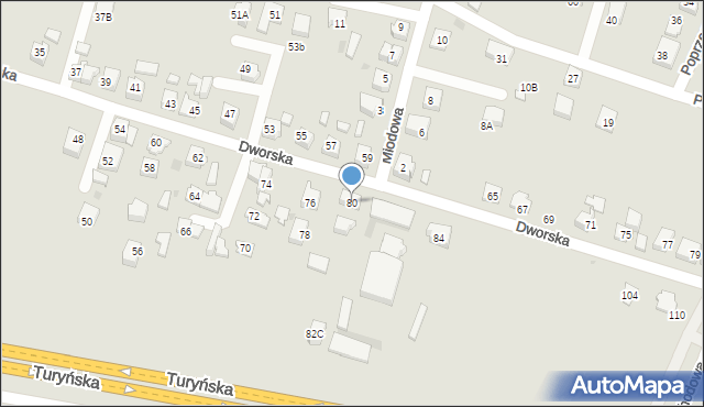 Tychy, Dworska, 80, mapa Tychów