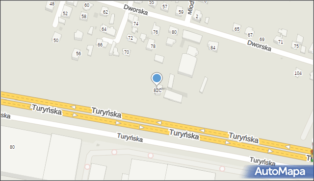 Tychy, Dworska, 82C, mapa Tychów